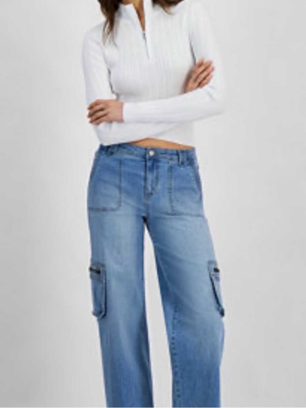 Celebrity Pink Light Blue Cargo Wide-Leg Jeans